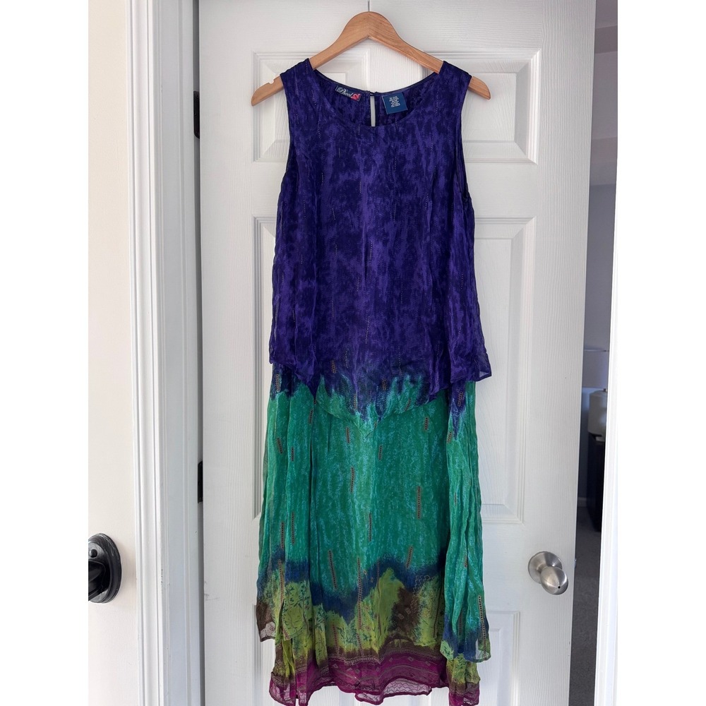 Phool Tiered Gauzy Long Sleeveless Dress tie-dye whimsigoth fairy vintage retro